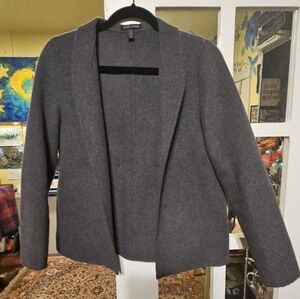 Eileen Fisher Charcoal Open-Front Wool Blazer